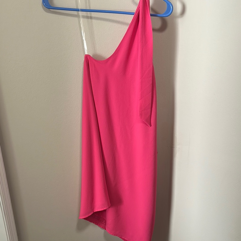 Pink Lily Pink One Shoulder Slip Dress